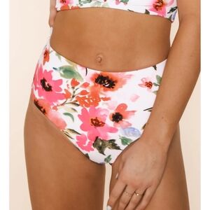 Coral Reef Floral Print Women's Lagoon Reversible Swim Bottoms